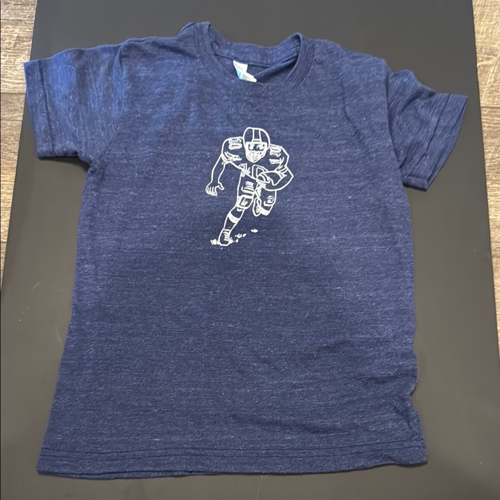 Blue Kids Football Graphic T-Shirt Size 8 (on smaller size)
